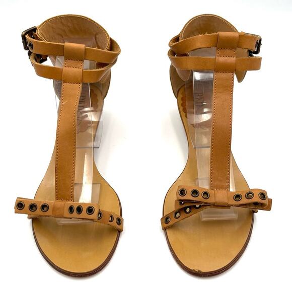 NEW - Red Valentino sandals eyelet bow double buckle closure sz 39.5 cognac tan main image 4